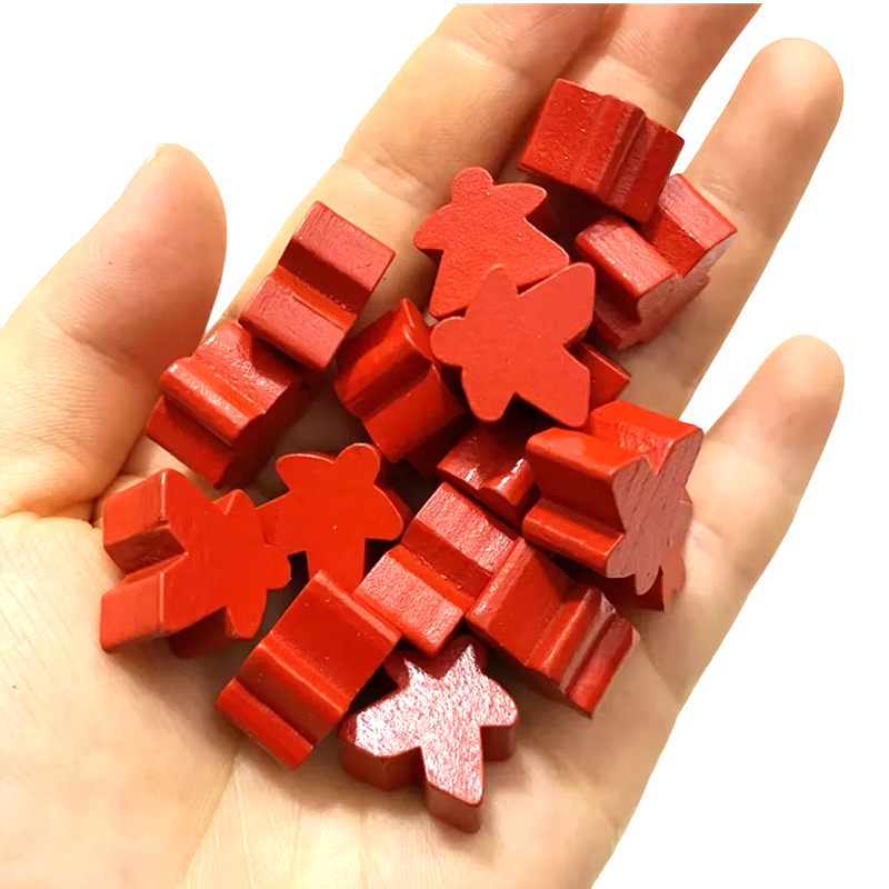 Aksesori permainan gadai meeple kayu warna-warni