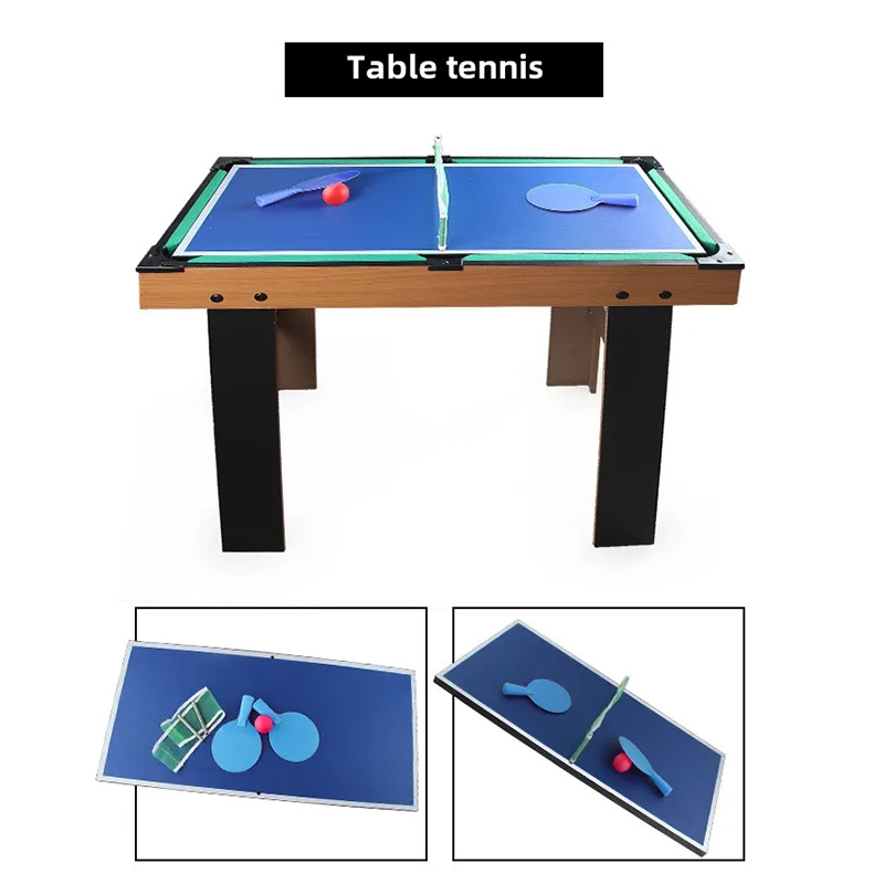 Meja Multi-Permainan 4-in-1 dengan Foosball, Hoki Udara, Tenis Meja, dan Biliar