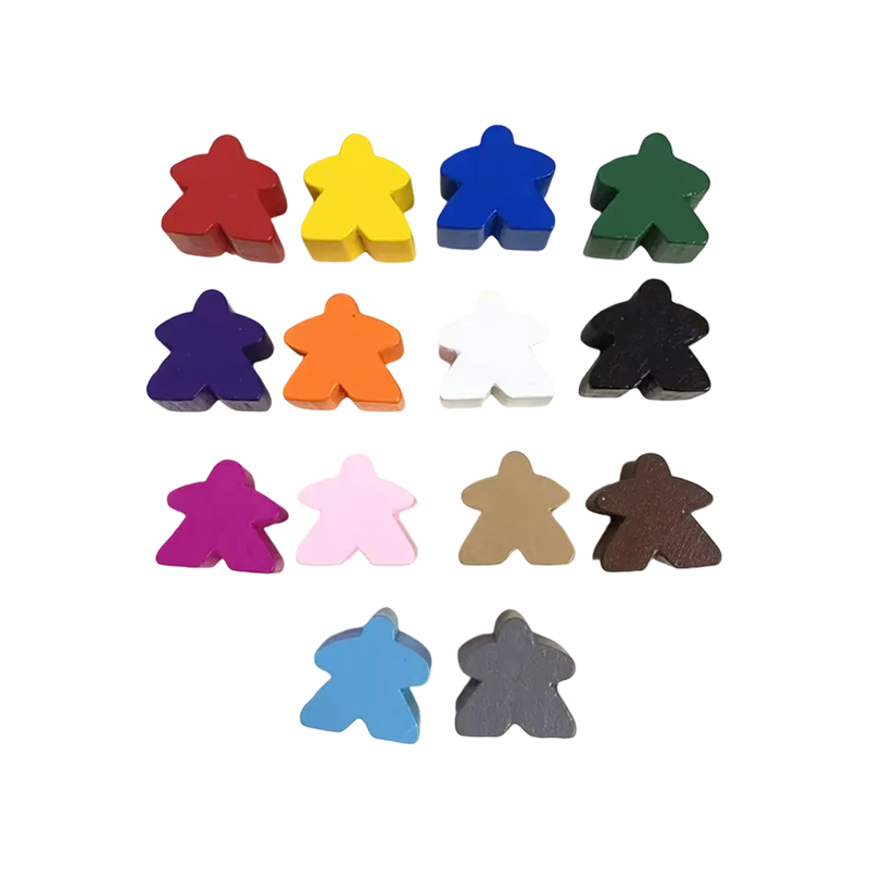 Aksesori permainan gadai meeple kayu warna-warni