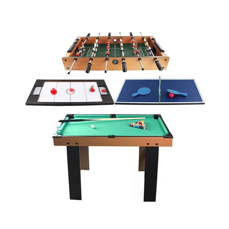 Meja Multi-Permainan 4-in-1 dengan Foosball, Hoki Udara, Tenis Meja, dan Biliar