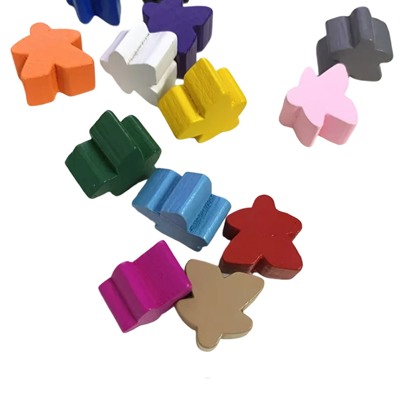 Aksesori permainan gadai meeple kayu warna-warni