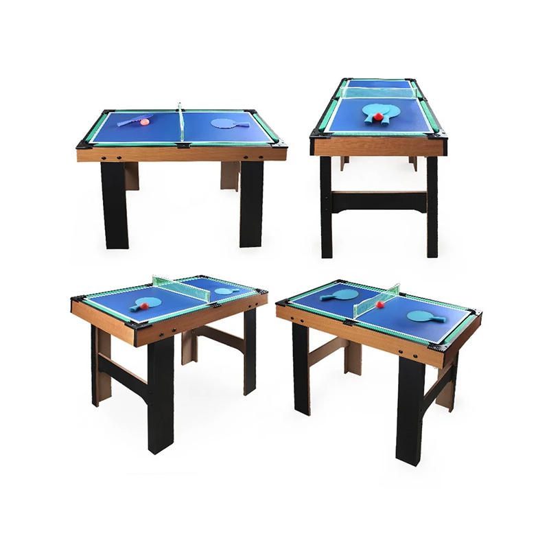 Meja Multi-Permainan 4-in-1 dengan Foosball, Hoki Udara, Tenis Meja, dan Biliar