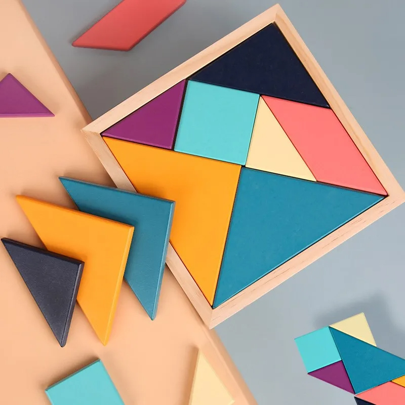 Set Tangram Kayu Warna Montessori