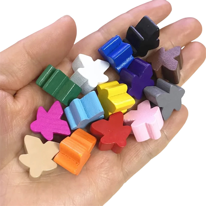 Aksesori permainan gadai meeple kayu warna-warni