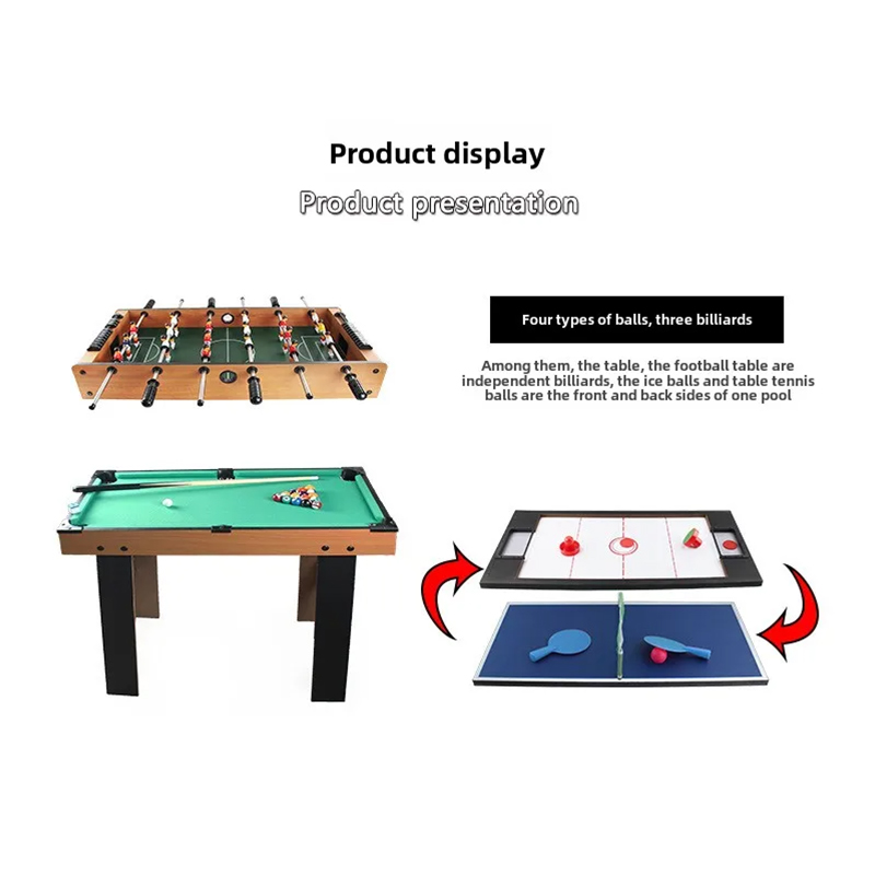 Meja Multi-Permainan 4-in-1 dengan Foosball, Hoki Udara, Tenis Meja, dan Biliar