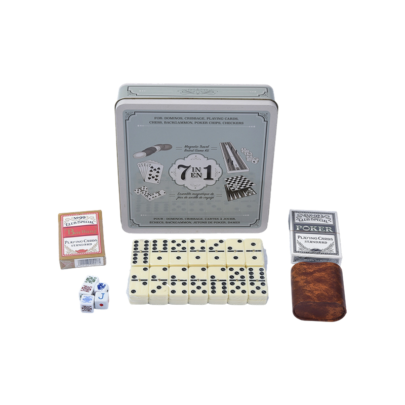 Set Game Perjalanan 7-in-1 dengan Kotak Besi Portabel