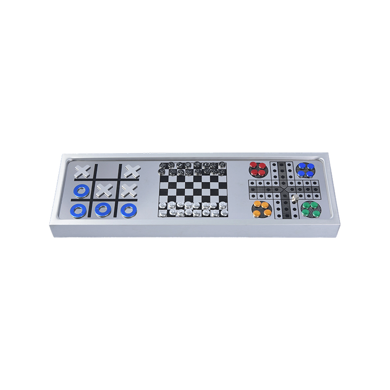 Set permainan catur 3-in-1 magnetik paduan aluminium
