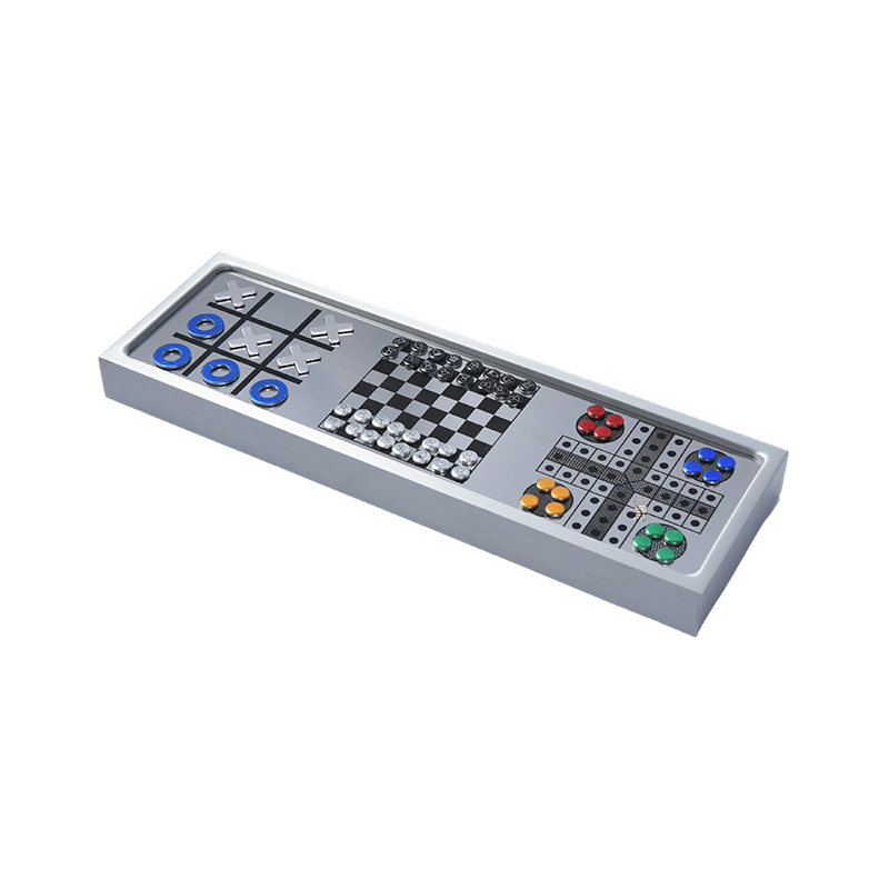 Set permainan catur 3-in-1 magnetik paduan aluminium