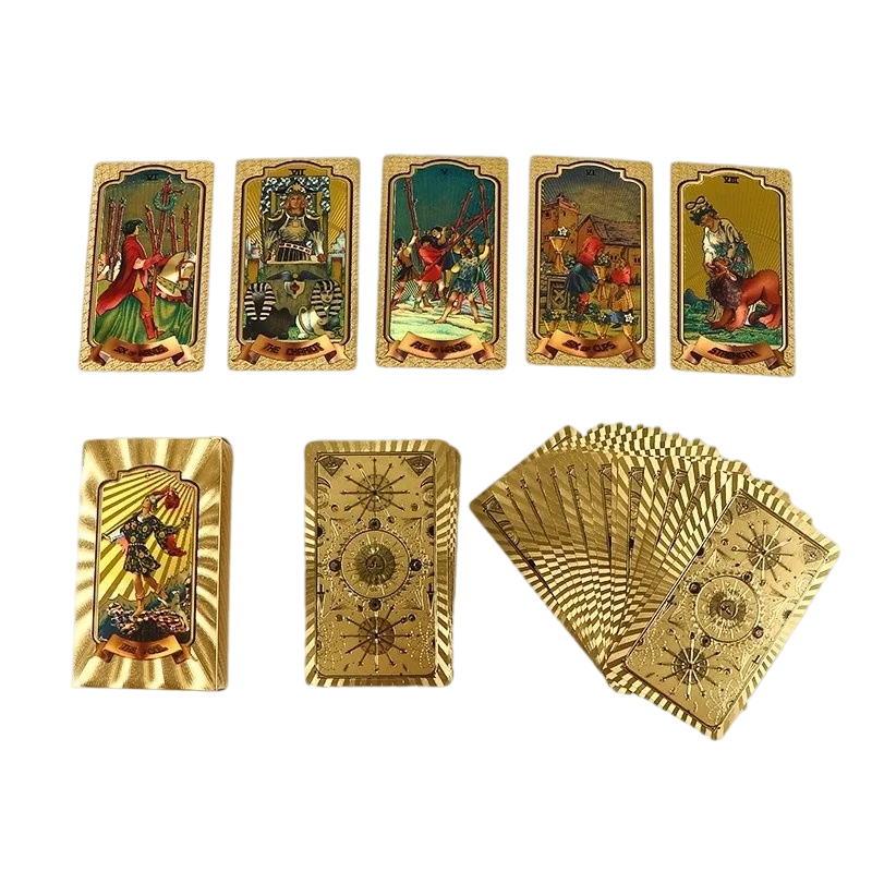 Set Kartu Tarot Foil Emas Premium