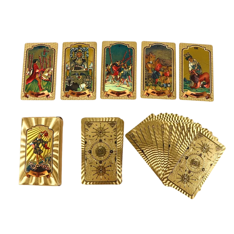 Set Kartu Tarot Foil Emas Premium