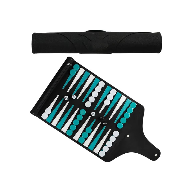Set Backgammon Lipat Kulit - Keanggunan Portabel untuk Gaming Saat Dalam Perjalanan