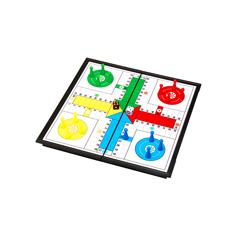 Permainan Papan Magnetik Portabel dengan Set Permainan Ludo Klasik Dadu dan Potongan