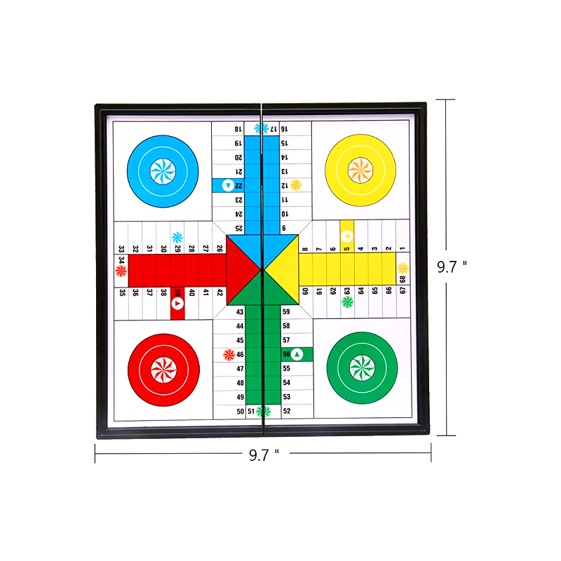 Permainan Papan Magnetik Portabel dengan Set Permainan Ludo Klasik Dadu dan Potongan