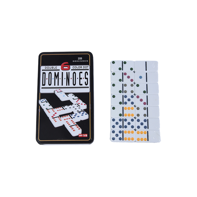 Set Kompetitif Profesional - Set Kotak Besi Domino Dot Warna-warni Ganda Enam