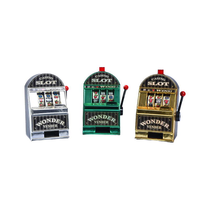 Kasino Miniatur Bergaya Vintage Bandit Satu Tangan – Set Tiga (Perak, Hijau, Emas)