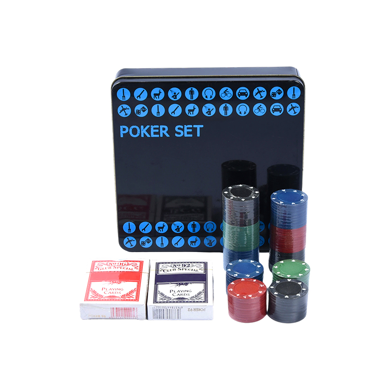 Set Poker Hitam dalam Kaleng Logam – Lengkap dengan Keripik, Kartu, dan Aksesori
