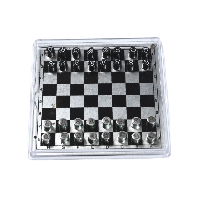 Set Catur Internasional Logam Magnetik dalam Kotak Akrilik Bening