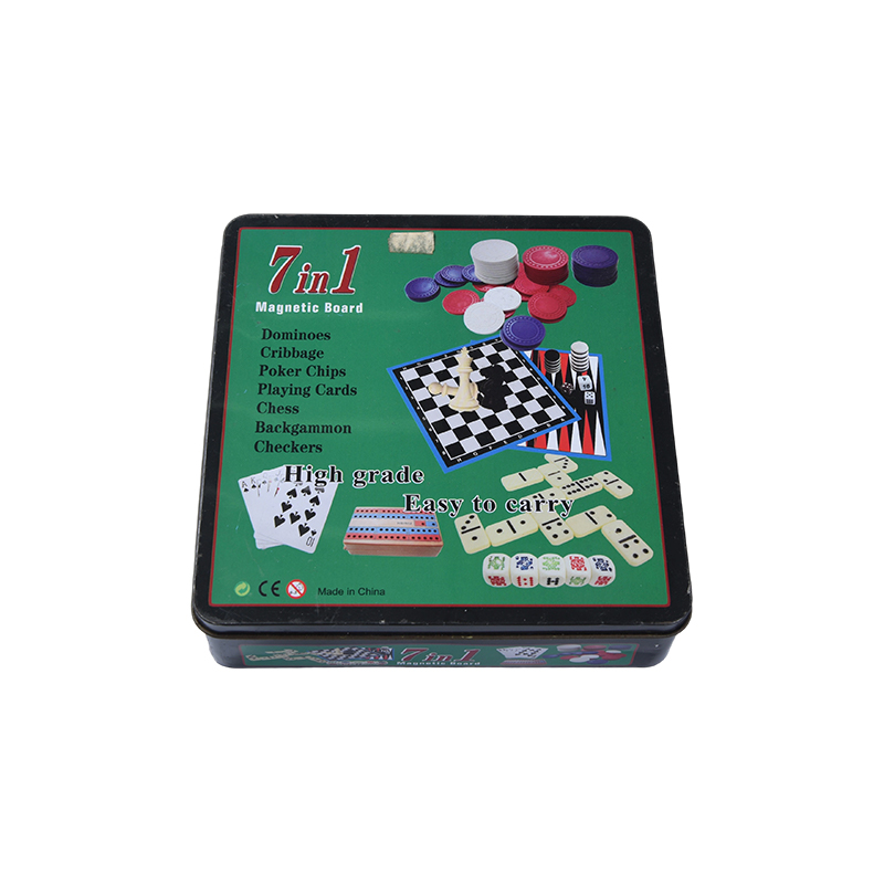 Set Permainan Papan Magnetik 7-in-1 Kotak Timah Logam