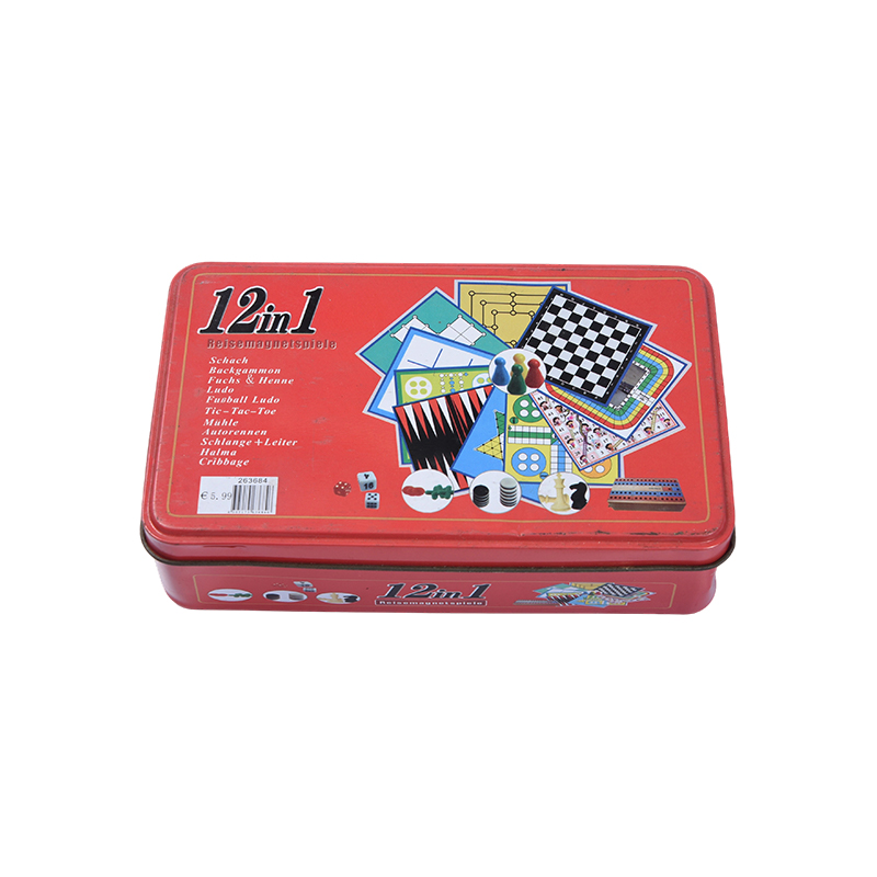 Set Game Perjalanan Magnetik 12-in-1 Kotak Timah Logam