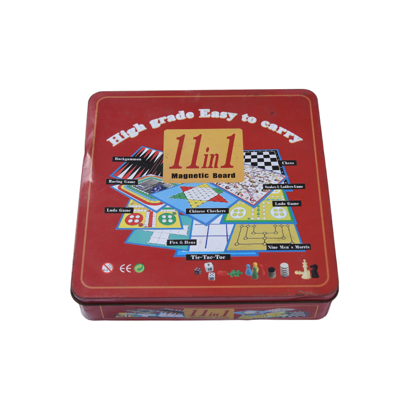 Permainan Papan Magnetik 11-in-1 dengan Set Timah Logam Merah