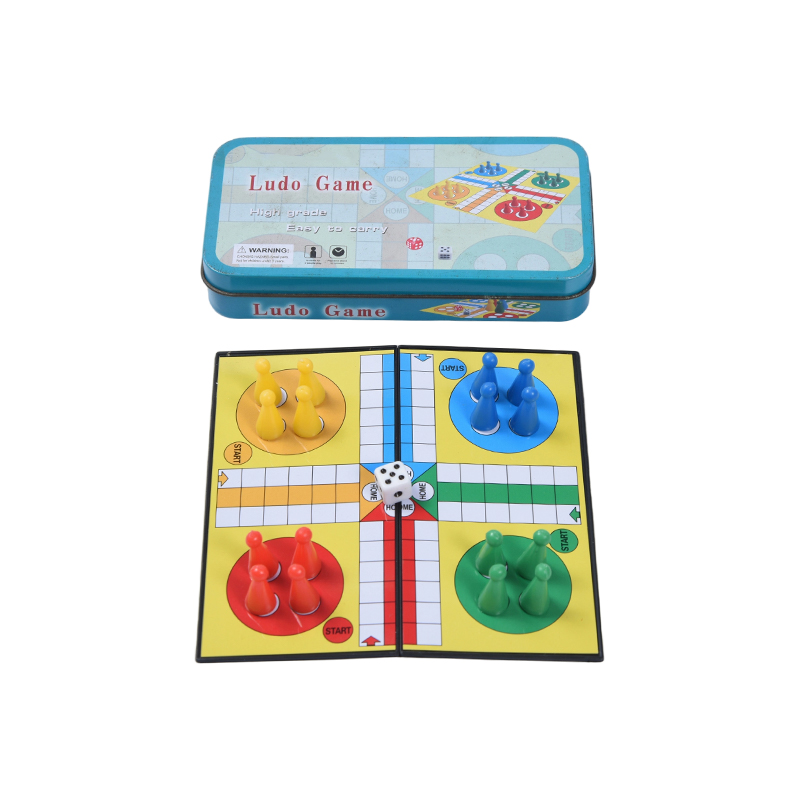 Set Permainan Ludo Portabel Kotak Timah Logam