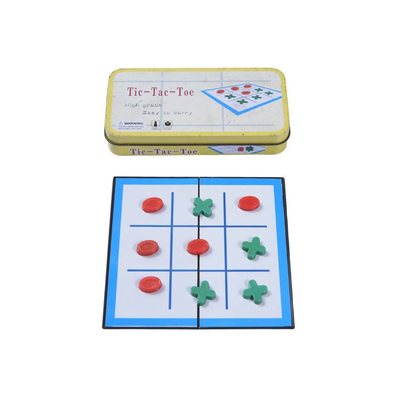 Permainan Tic-Tac-Toe Portabel Timah Logam Kuning