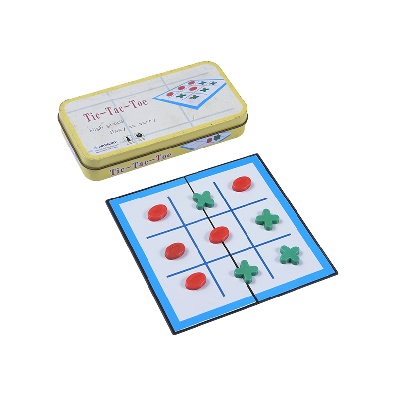Permainan Tic-Tac-Toe Portabel Timah Logam Kuning