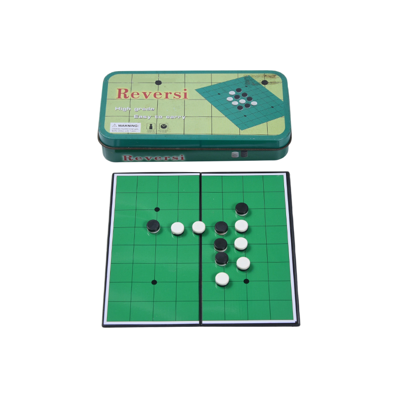Game Reversi Portabel Kotak Timah Logam Hijau (Othello).