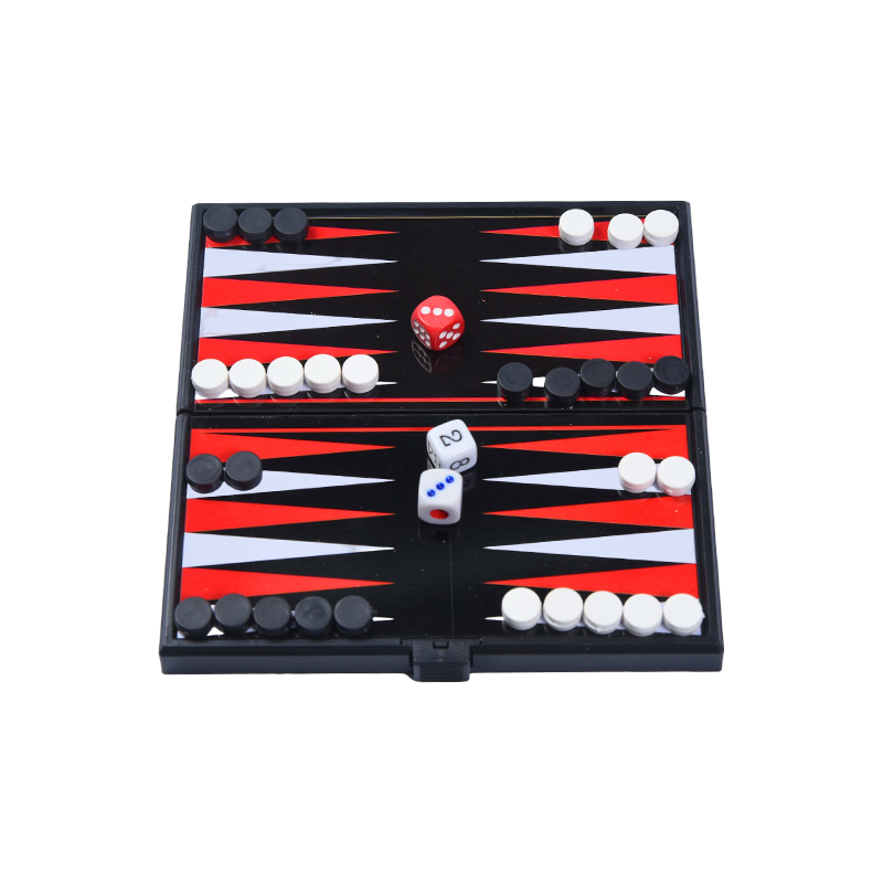 Set Permainan Backgammon Dua Sisi Magnetik Portabel