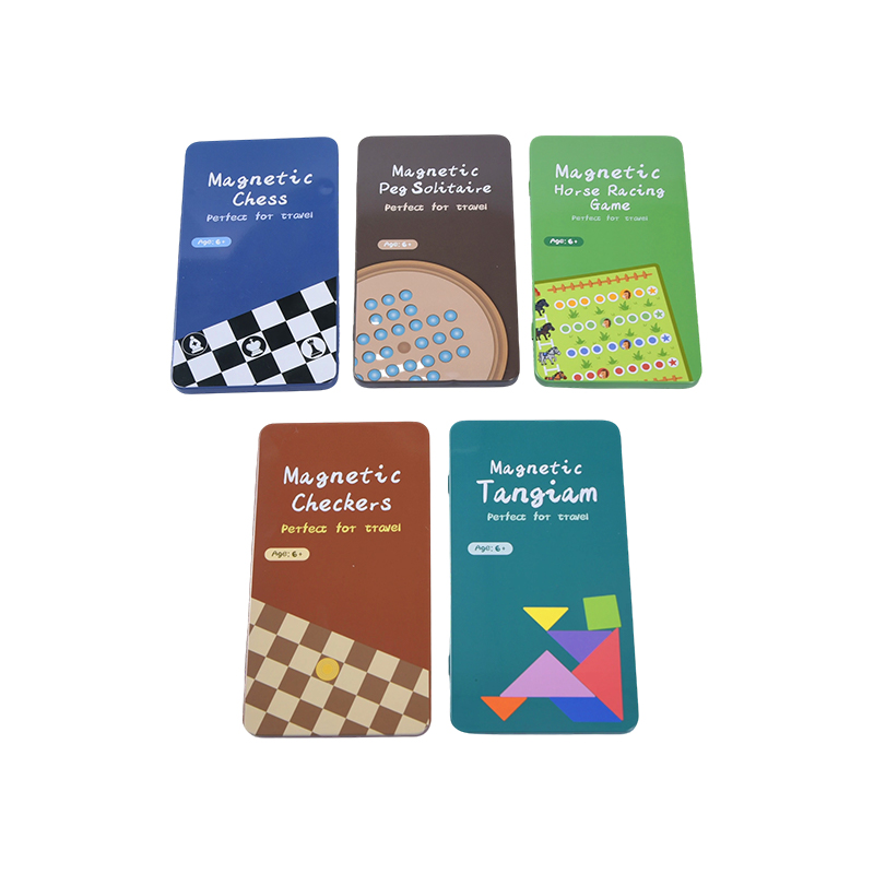 Koleksi Permainan Timah Portabel 5-in-1 Set Perjalanan Magnetik Multi-Game