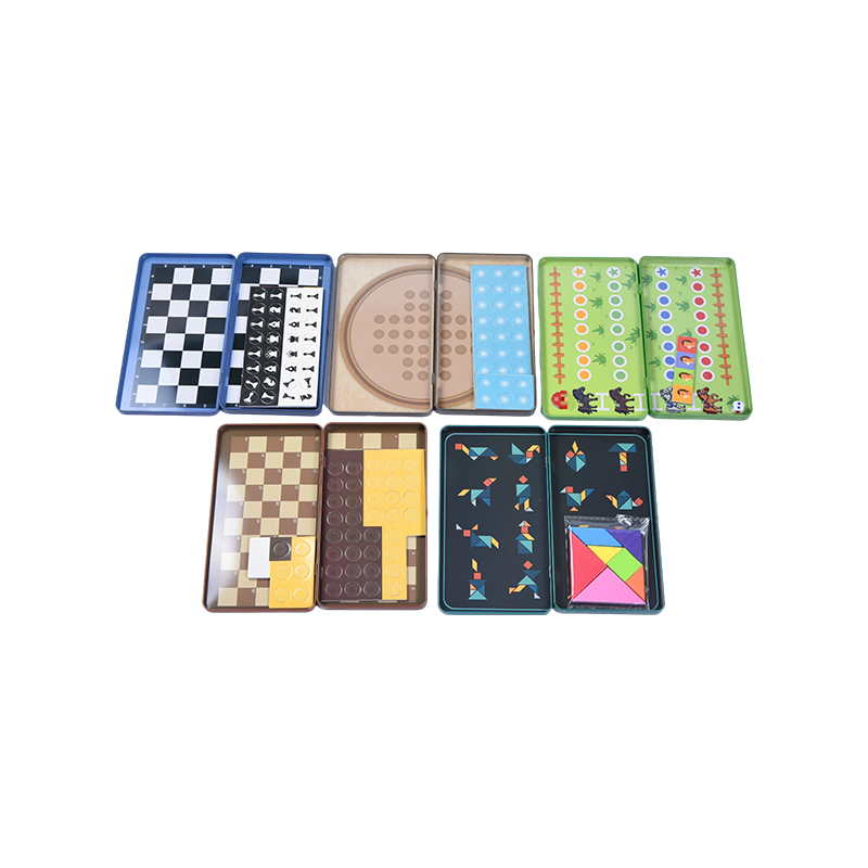 Koleksi Permainan Timah Portabel 5-in-1 Set Perjalanan Magnetik Multi-Game