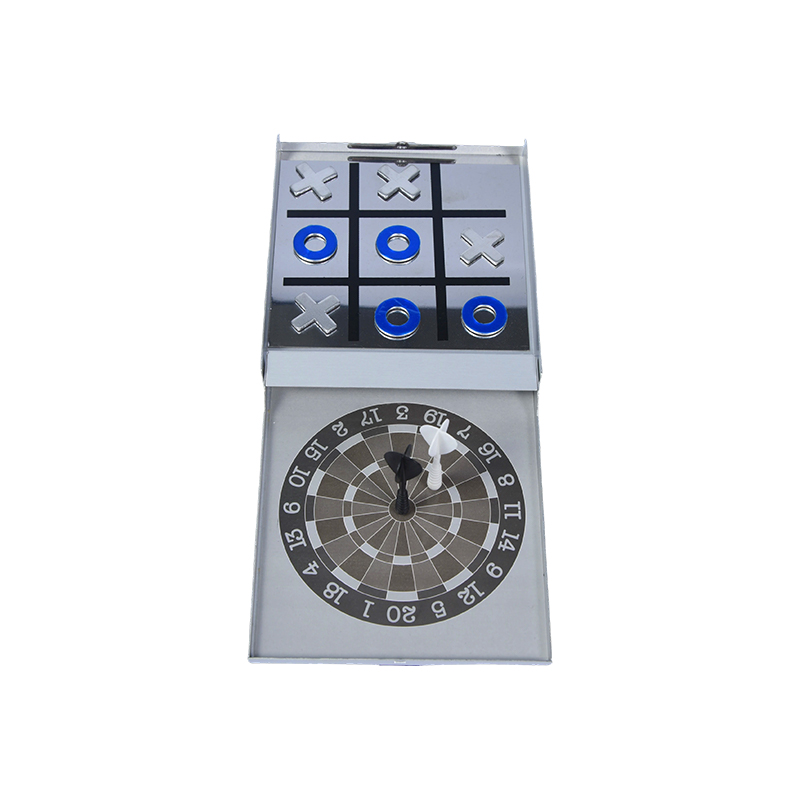 Permainan Kombo Dart Magnetik Edisi Kotak Logam Portabel dan Tic-Tac-Toe