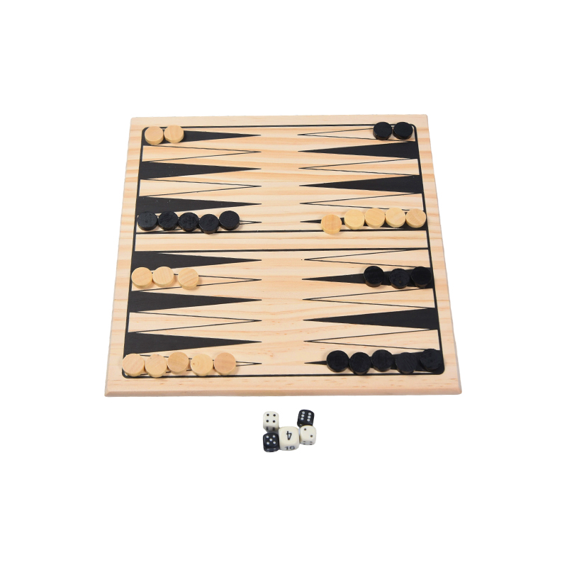 Set Permainan Kayu dengan Permainan Papan Backgammon Klasik Kemasan Vintage dan Berwarna-warni