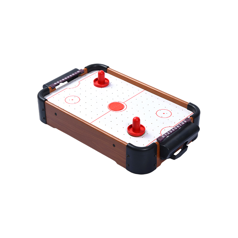 Game Desktop Mini dengan Pucks Merah dan Pelacak Skor Meja Hoki Udara Kayu Ringkas